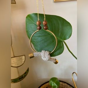 Geometric Inspired Mixed Textile Long Necklace - OOAK